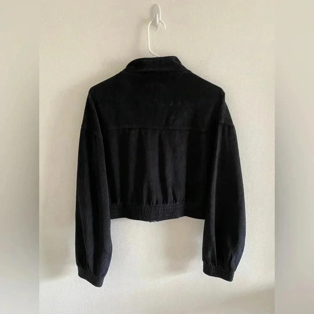Aerie | Groove On Velour‎ Full Zip Sweatshirt True Black Sz Large - Picture 4 of 8